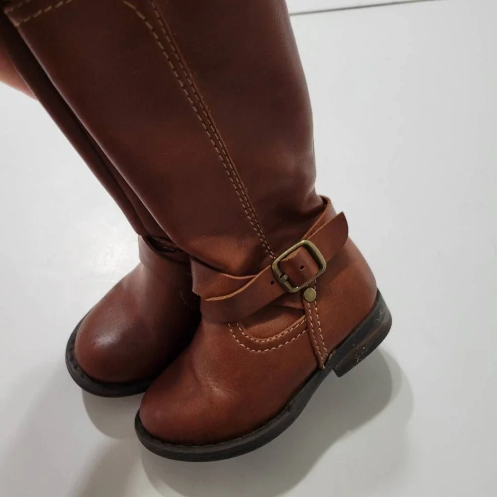 Cupcake Couture Baby Girls Lil Ridder Riding Boots‎ Brown Zip Buckle Round Toe 5